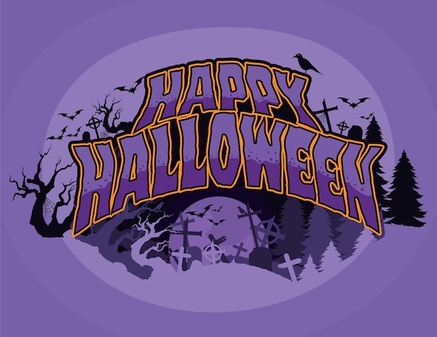 Vector happy halloween flat design illustration