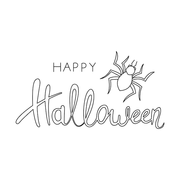 Счастливый вектор шрифта Хэллоуина с пауком. Счастливый Хэллоуин вектор, изолированные на белом фоне.
