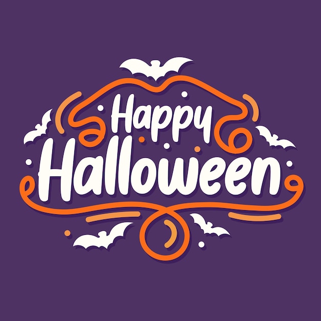 Happy Halloween geïsoleerde typografie illustratie op paarse achtergrond Spooky Halloween typografie
