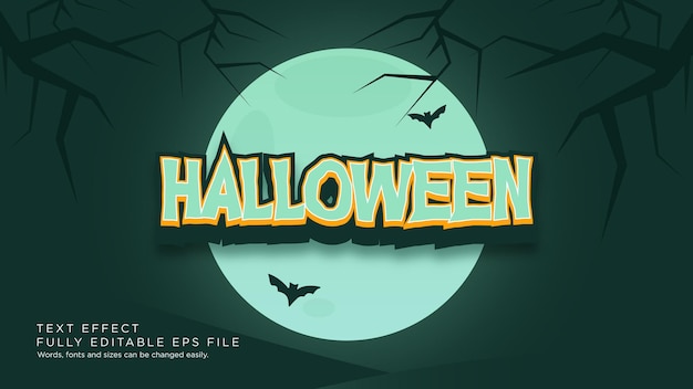 Happy Halloween Green Moon Text Effect Font Type Vector Background