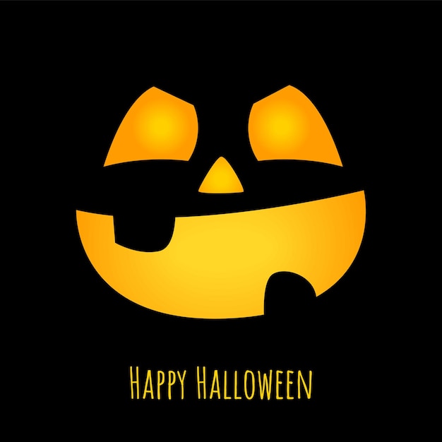 Вектор happy halloween открытка улыбающееся лицо тыквы