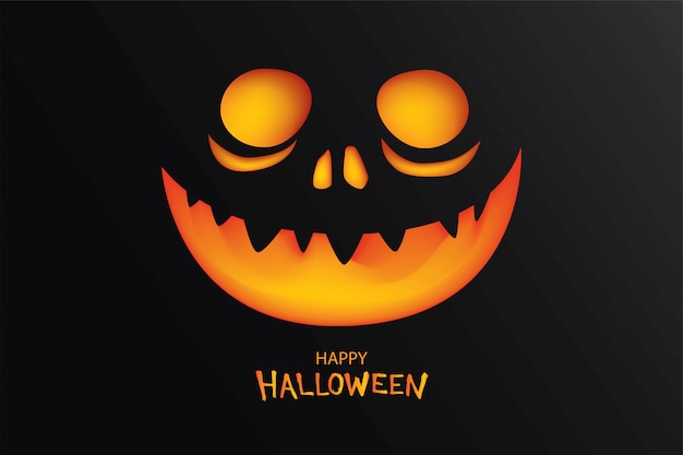 Happy Halloween greeting card smiling pumpkin face