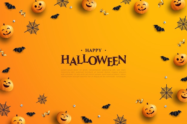 Happy Halloween greeting template with pumpkins