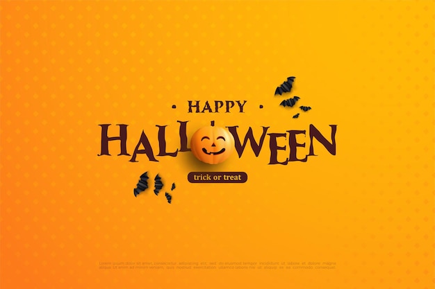 Happy Halloween greeting template with pumpkins