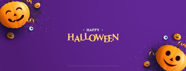 Happy Halloween greeting template with pumpkins