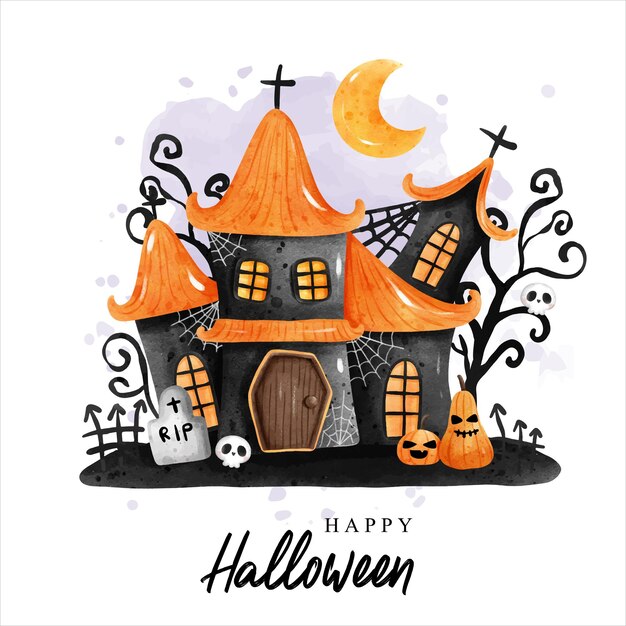 Happy halloween halloween decoration vector illustration