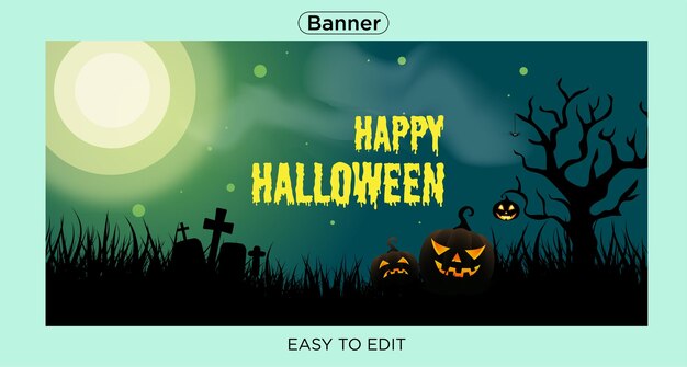 Happy halloween halloween social media banner template