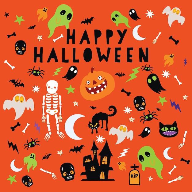 Happy Halloween , Halloween symbols for background 