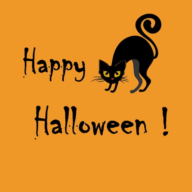 Happy Halloween Happy Halloween belettering met zwarte kat