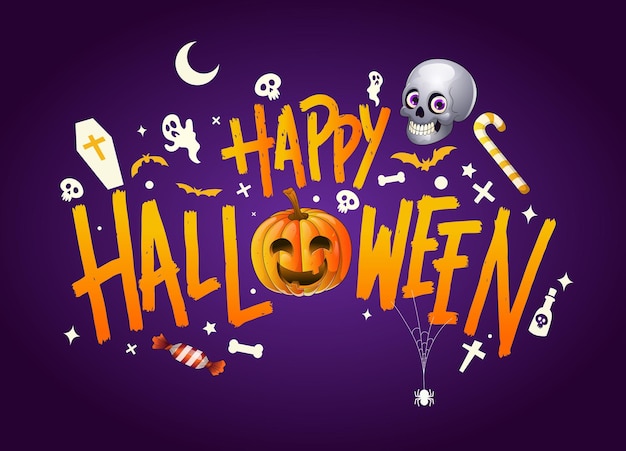 Happy Halloween Holiday Cartoon Design Typography