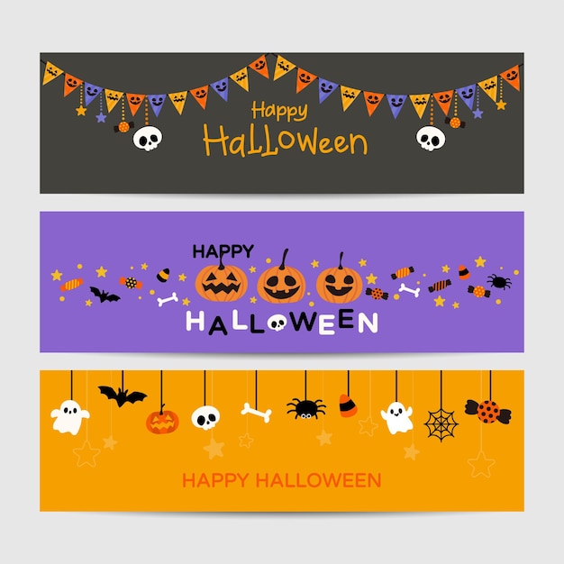 Happy Halloween holidays cute element set. banner or promotional material Halloween template.