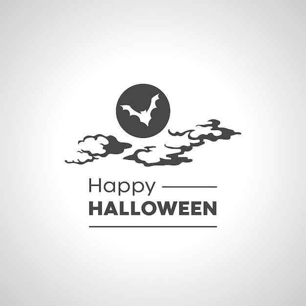 happy halloween icon with bat on moon