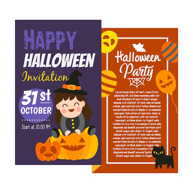  Happy Halloween Invitation banners set.