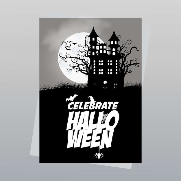 Happy Halloween invitation card design vector