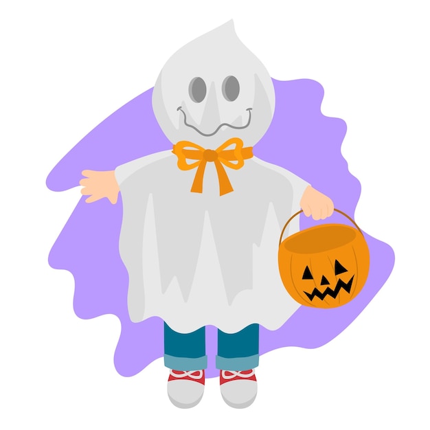 Vector happy halloween invitation card with cute costumes