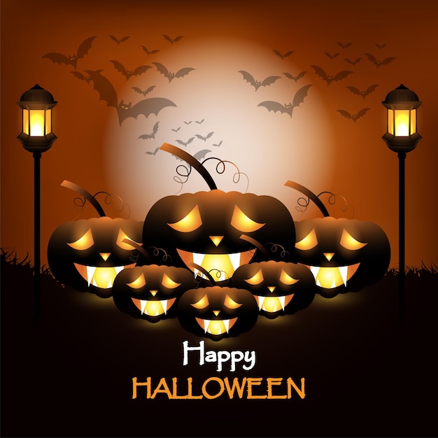 Happy halloween invitation card with horror background