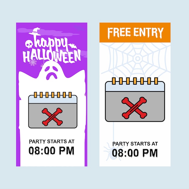 Happy halloween invitation design with calender vector