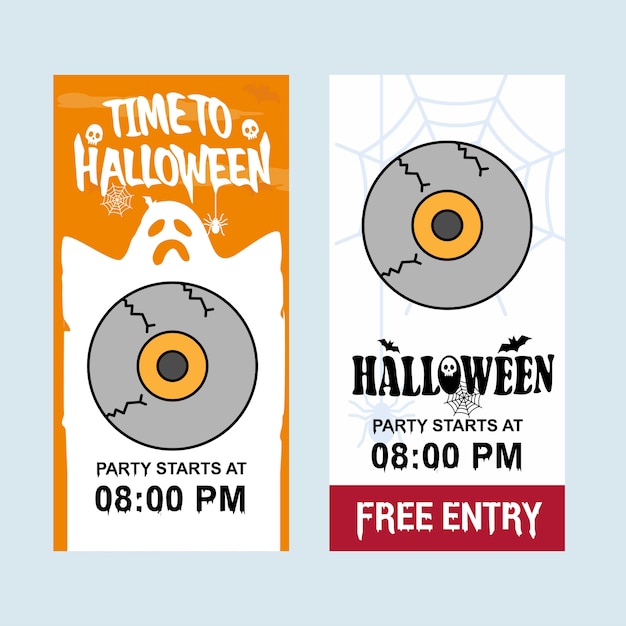 Vector happy halloween invitation design with eye ball vector