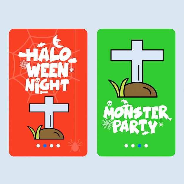 Happy halloween invitation design with grave vector