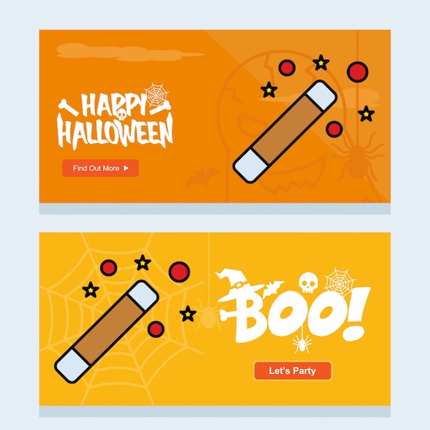 Vector happy halloween invitation design with magic stick vector