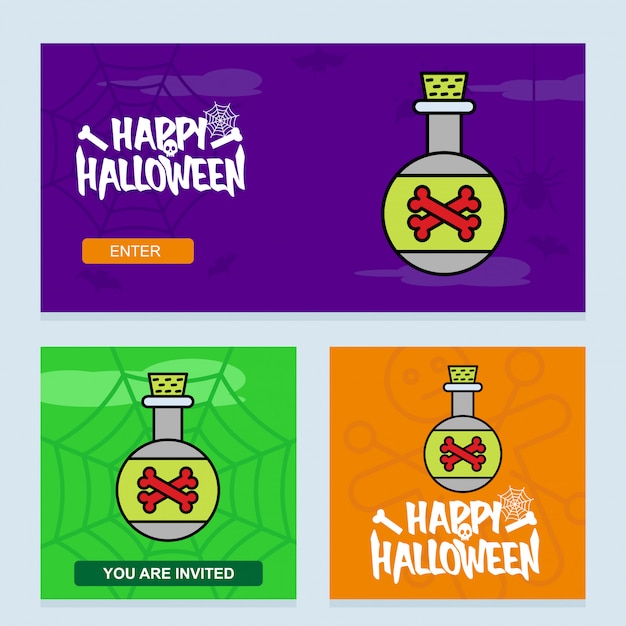 Vector happy halloween invitation design with poison vector