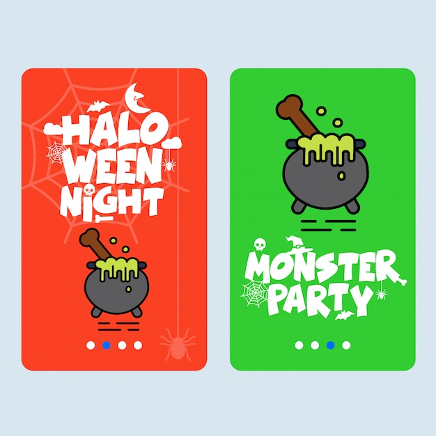 Happy halloween invitation design with pot vector