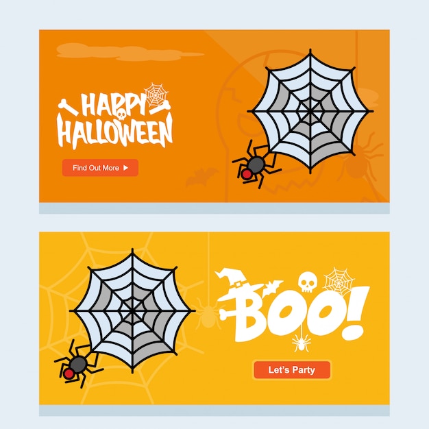 Счастливый дизайн приглашения на хэллоуин с вектором паука