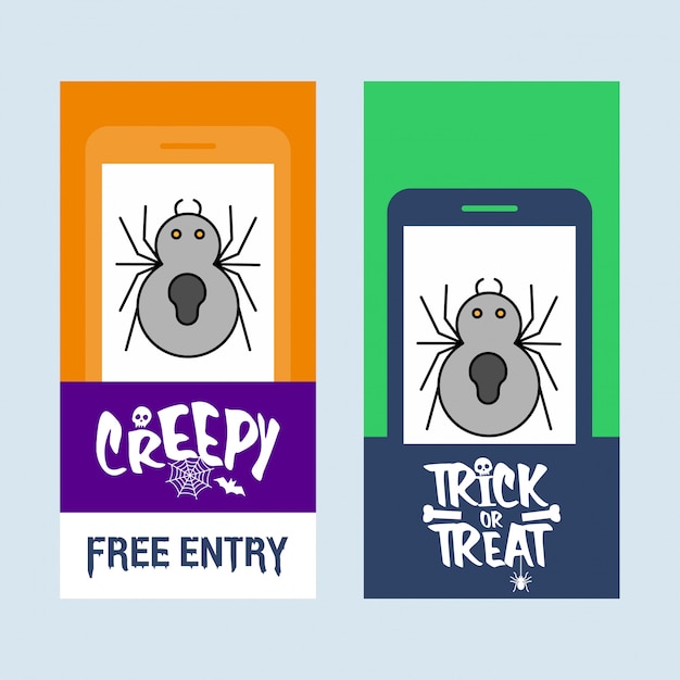 Happy halloween invitation design with spider vector