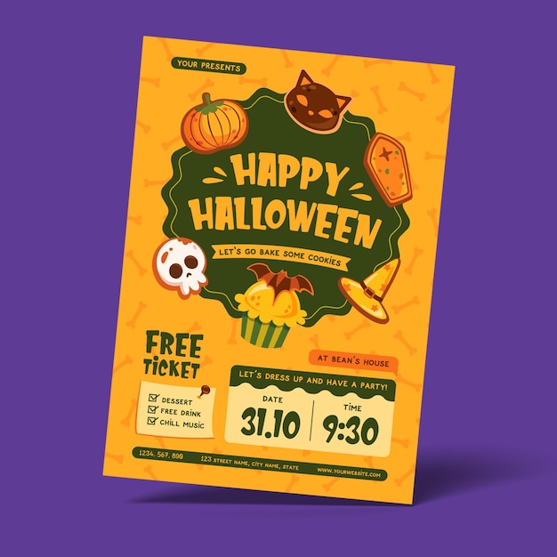 Vector happy halloween invitation flyer template