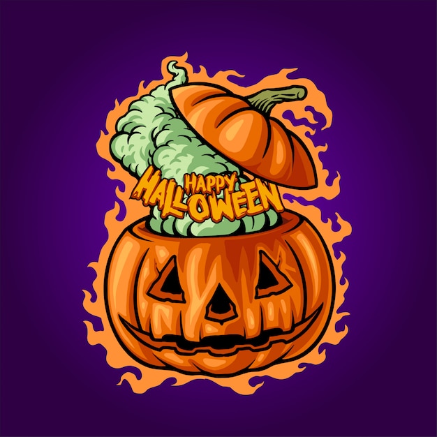 happy halloween Jack O'lantern illustration