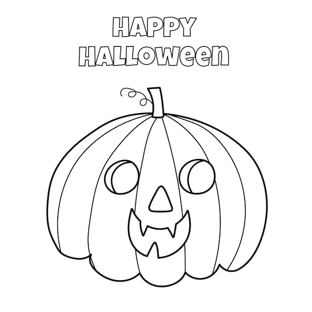 Happy Halloween kleurplaat met schattige pompoen. Spooky print voor kleurboek. vector illustratie