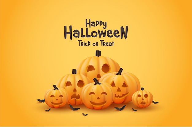 Happy halloween lachende pompoen in plat ontwerp