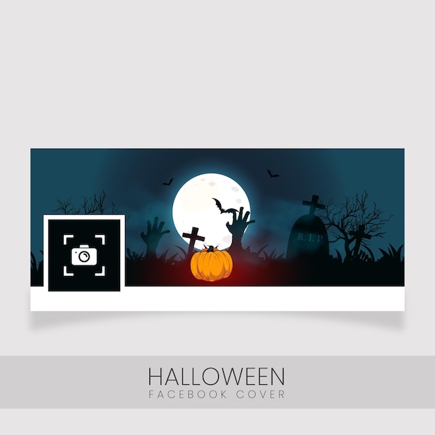 Happy halloween landscape social media cover template