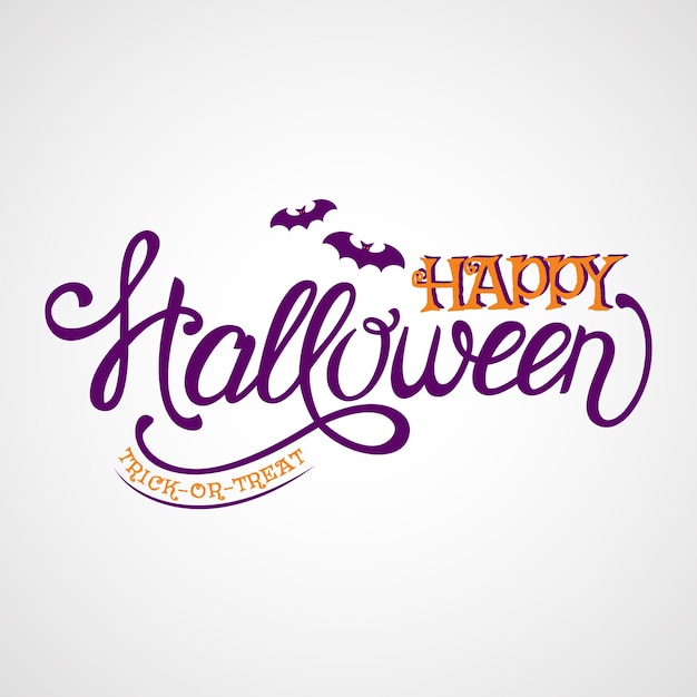 Vector happy halloween lettering banner with bats.