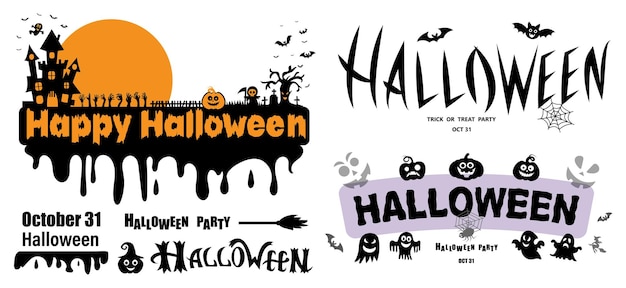 Happy halloween lettering stampa tipografica di halloween scritta a mano per biglietto di auguri poster volantino