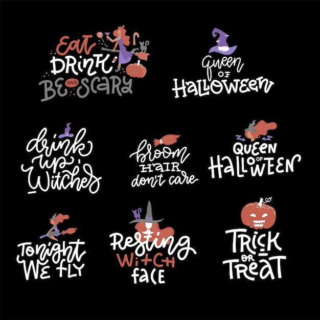 Happy halloween lettering  set.