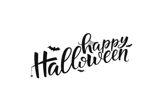 Happy Halloween lettering, vector holiday quote. Handwritten Halloween typography.