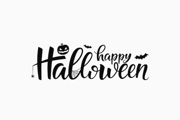 Happy halloween lettering, vector holiday quote. handwritten\
halloween typography.