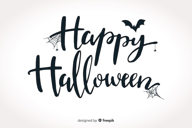 Vector happy halloween lettering with bat