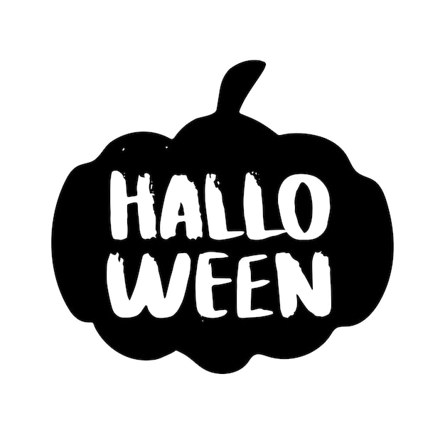 Happy Halloween-letters in pompoen Vakantiekalligrafie met spin en web