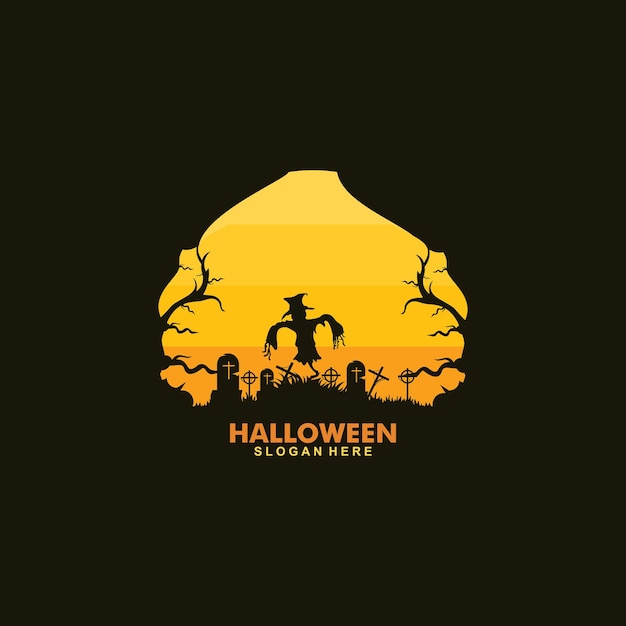 Happy halloween logo design template illustration vector