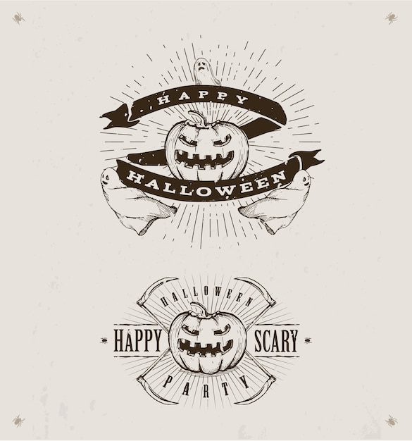 Happy halloween-logo's, set van logo's, badges