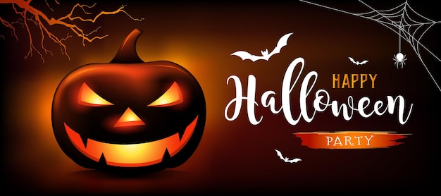 Счастливый Хэллоуин сообщение тыквы призрак летучая мышь на оранжевом и черном фоне