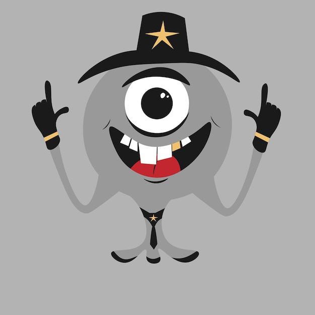 Vector happy halloween monster icon cute kawaii cartoon scary funny baby character eyes tongue tooth fang hands up flat design vector cartoon illustration