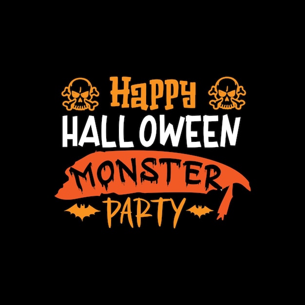 Happy halloween monster party typografie belettering voor t-shirt