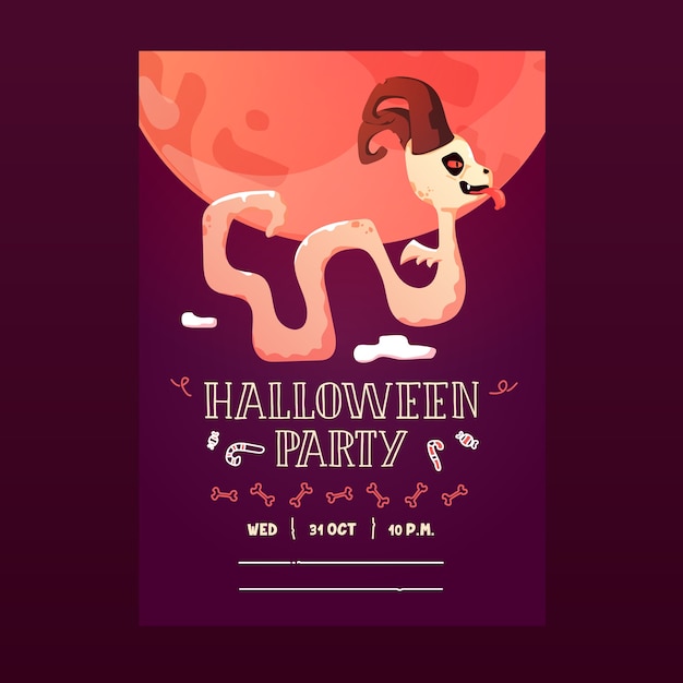 Vettore invito a volantino di happy halloween monster poster