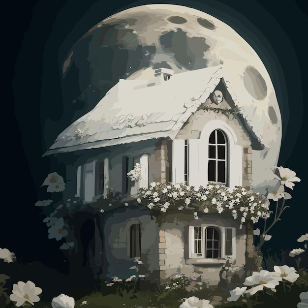 Счастливый Хэллоуин луна белый призрак дом призрак фон дизайн футболки
