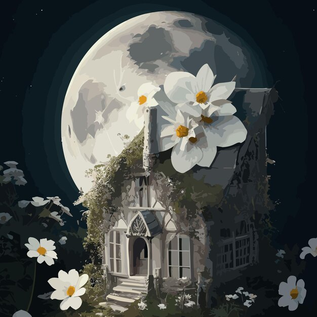 Happy halloween moon white ghost house with tshirt design