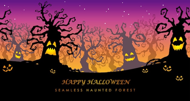 Happy halloween naadloze haunted forest illustratie