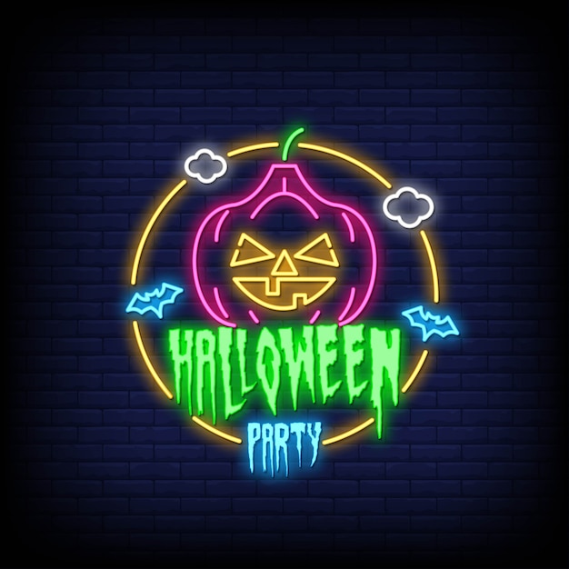 Happy halloween neon card